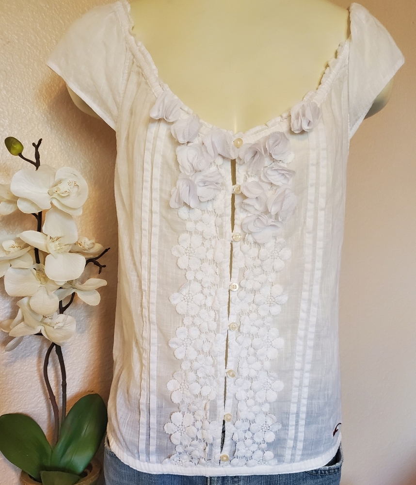 Hollister Cotton Button Up Blouse SZ-M
